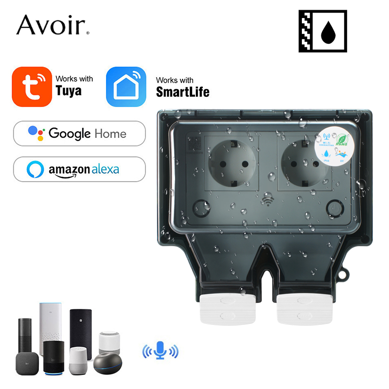 Outdoor Power Outlet With Remote Control - Avoir Tuya Wall Electrical Sockets Ip66