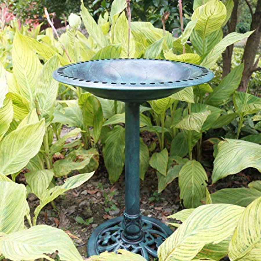 Bird Bath with Solar Fountain  - Outdoor Power Pedestal recension och pris