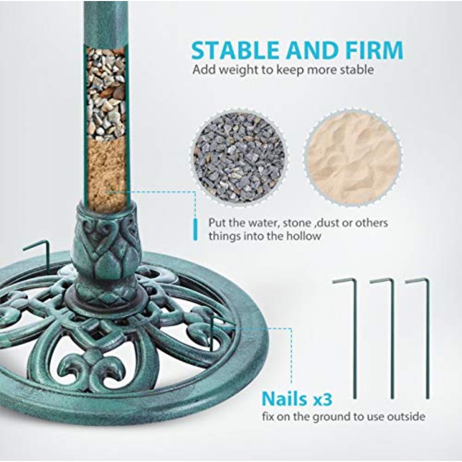 Bird Bath with Solar Fountain  - Outdoor Power Pedestal recension och pris