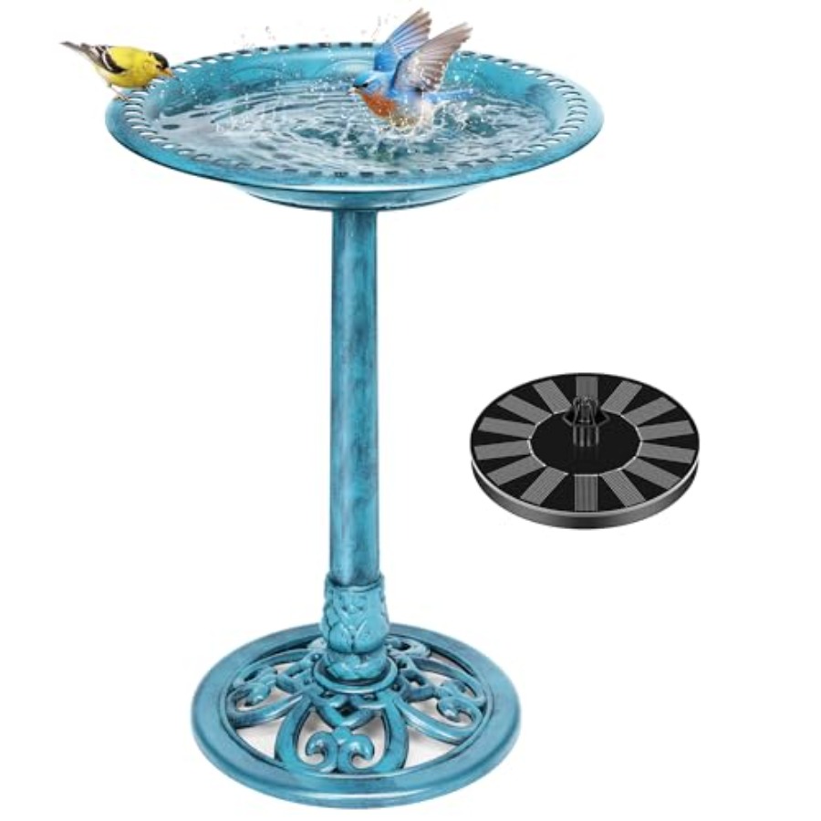 VIVOHOME Bird Bath with Solar  - Outdoor Power Pedestal recension och pris