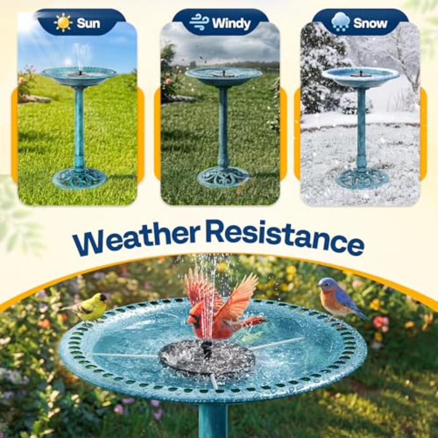 VIVOHOME Bird Bath with Solar  - Outdoor Power Pedestal recension och pris