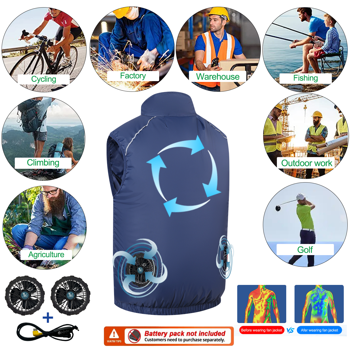 USB Cooling Fan VestG-MACHT Su - Outdoor Power Not Working recension och pris