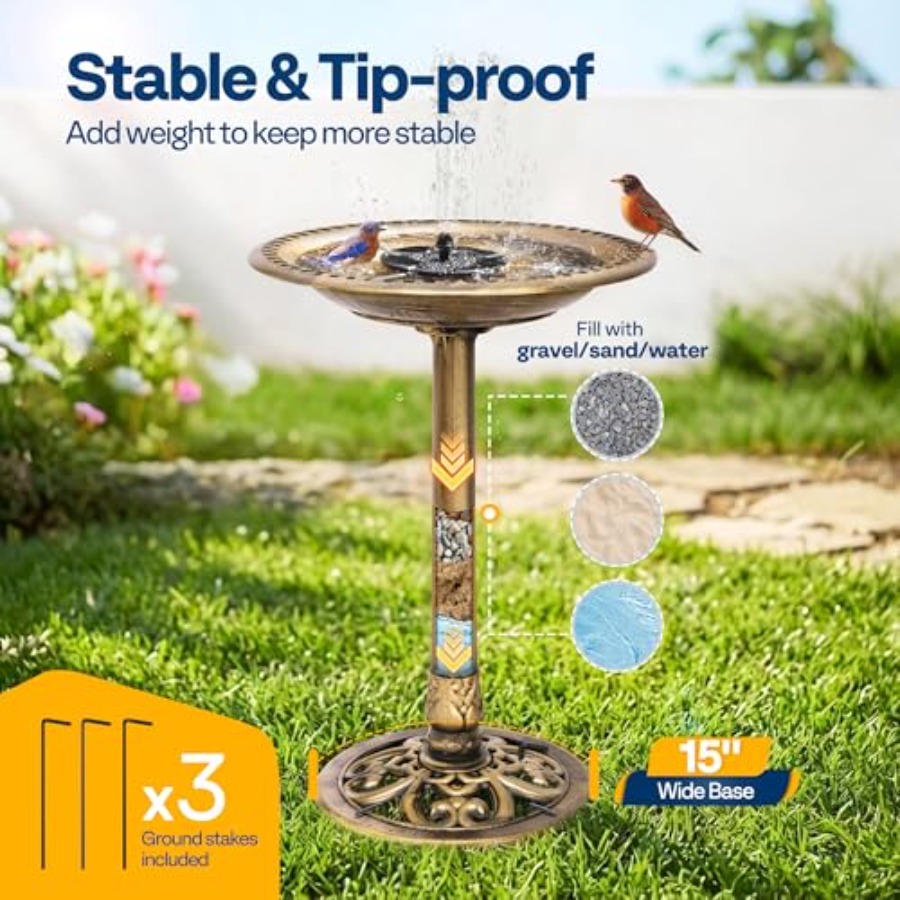 Outdoor solar bird bath with p - Outdoor Power Pedestal recension och pris