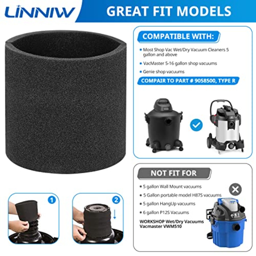 3 Pack 90585 Foam Sleeve VF200 - Wet Dry Vacuum Shop recension och pris
