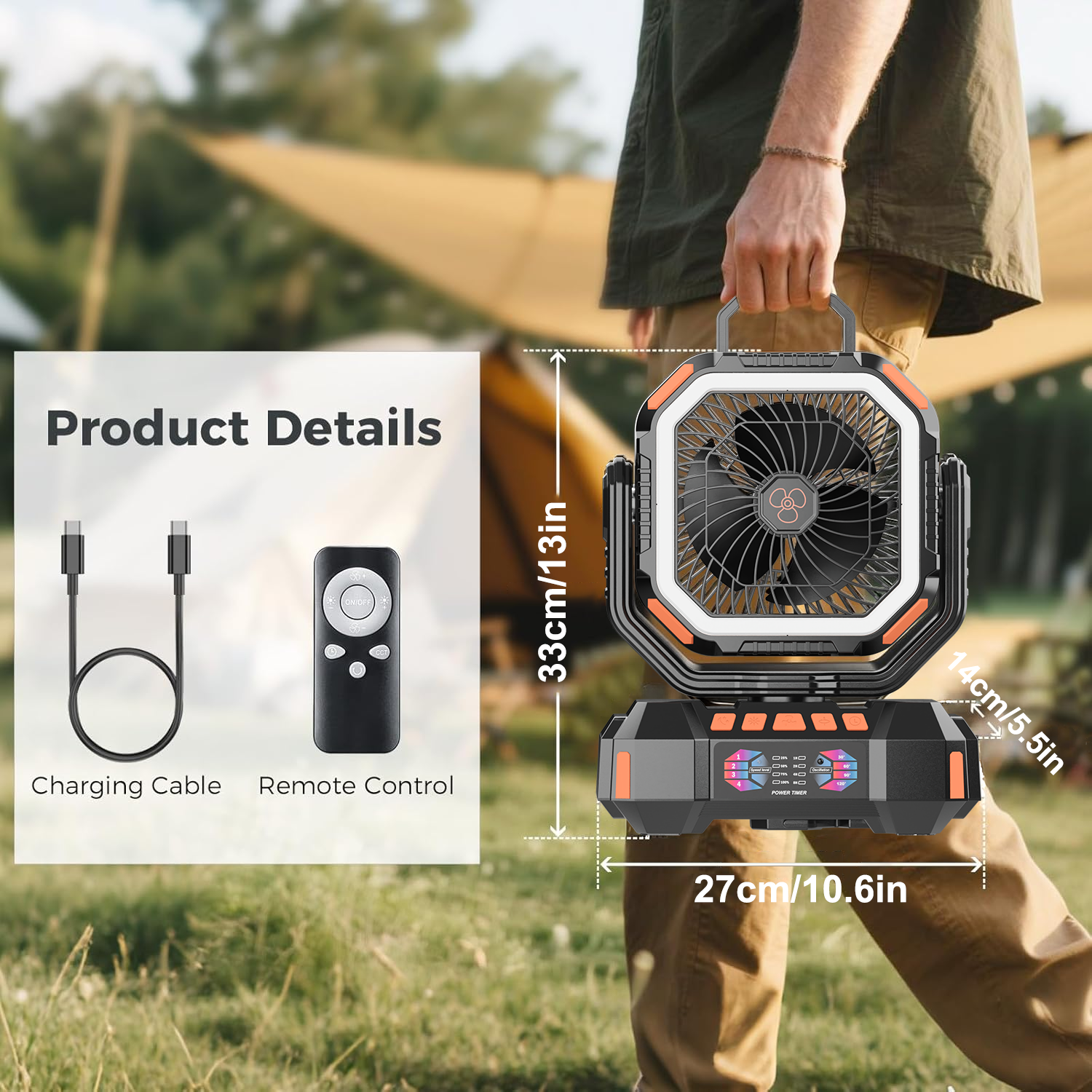 Portable Camping Fan Rechargea - Outdoor Power Pedestal recension och pris
